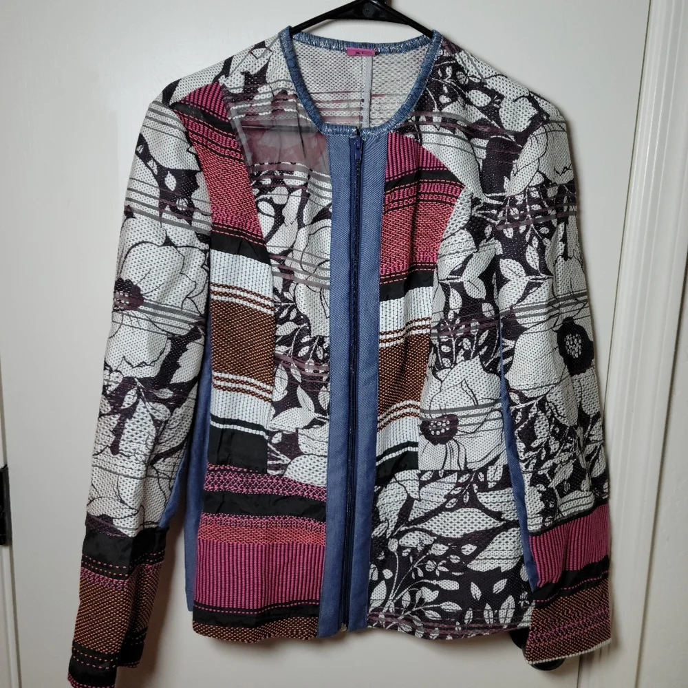Save The Queen Italian Mesh Floral Blazer Jacket | Size XL | 3D Detail